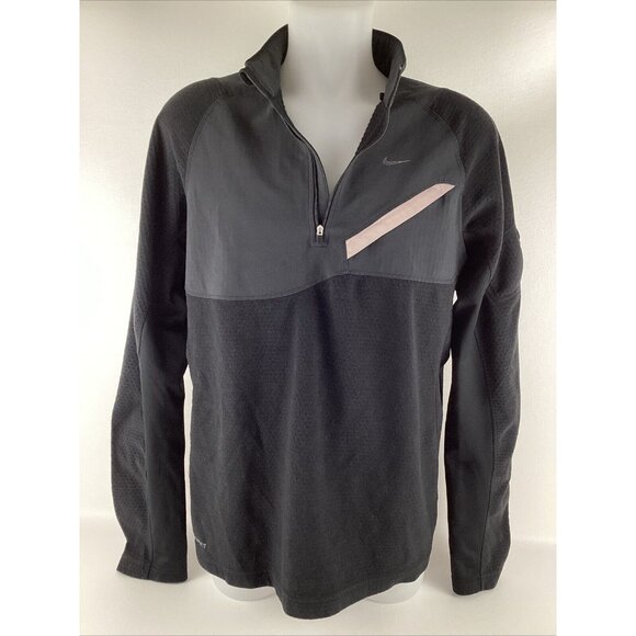 Nike Sweater Adult Large Black Therma Fit Sweatshirt 1/4 Zip Pullover Fleece - Picture 3 of 11